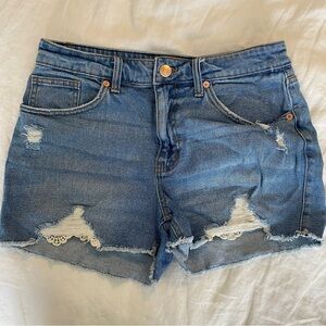 wild fable Blue Distressed Denim Shorts with Lace Insets